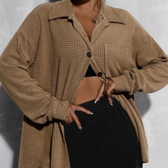 Brown Button Front Blouse Like New - Picture 1 of 5